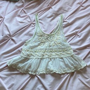 XS White Free People Lace Crop Top